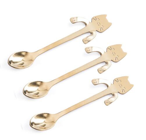 Cross-border 304 Stainless Steel Spoon Cartoon Cat Handle Hanging Coffee Spoon Image