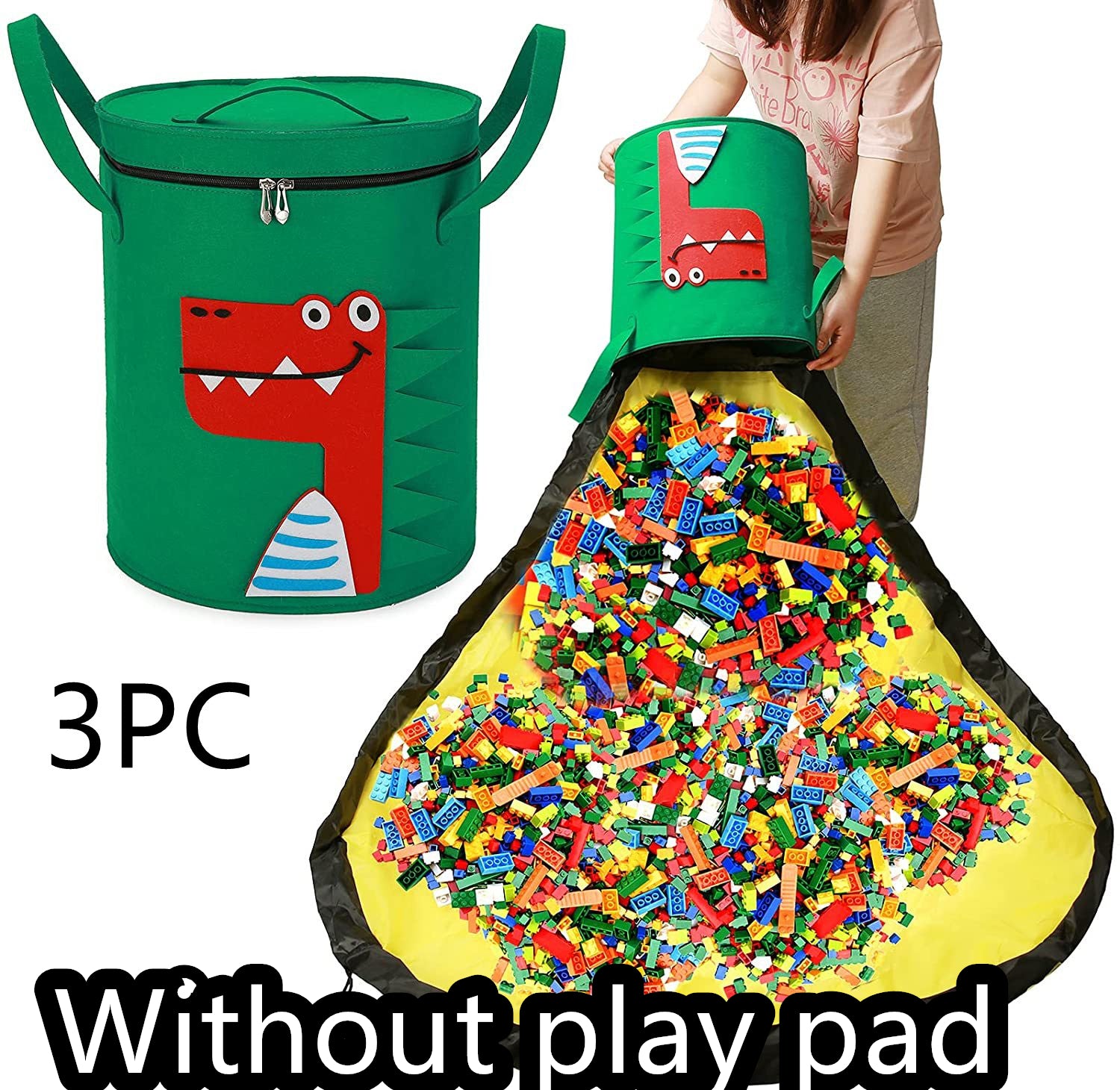 Felt Storage Bag Toy Play Mat 2 In 1 Pull Rope Image