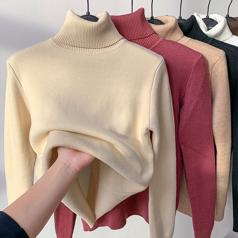 Turtle Neck Winter Sweater Women Elegant Thick Warm Female Knitted Pullover Loose Basic Knitwear Image