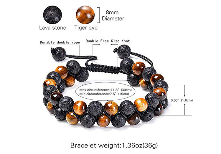 Tiger Eye Couple Bracelets Matte Black Agate Beads Bracelet Image