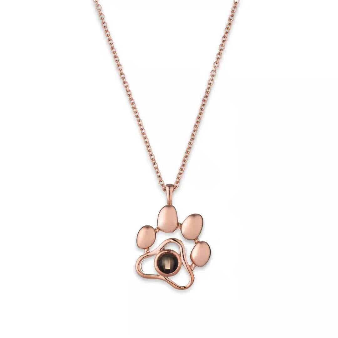 Cute Animal Dog Paw Personalized Custom Projection Necklace Image