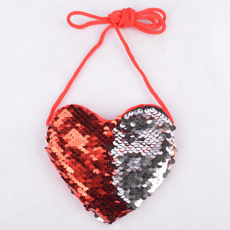 Sequined lanyard bag love children's coin purs Image