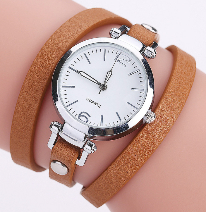 Women's Circle Bracelet Watch PU Strap Simple Alloy Small Dial Women's WatchM Image