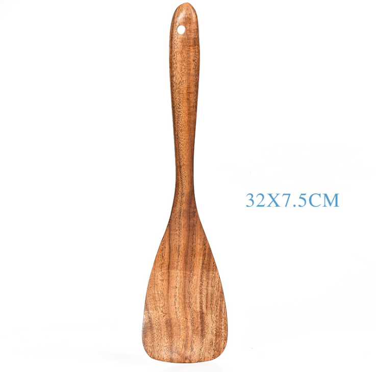 Teak Natural Wood Tableware Spoon Ladle Turner Rice Colander Soup Skimmer Cooking Tool Sets Spoon Scoop Kitchen Tools Gadgets Image