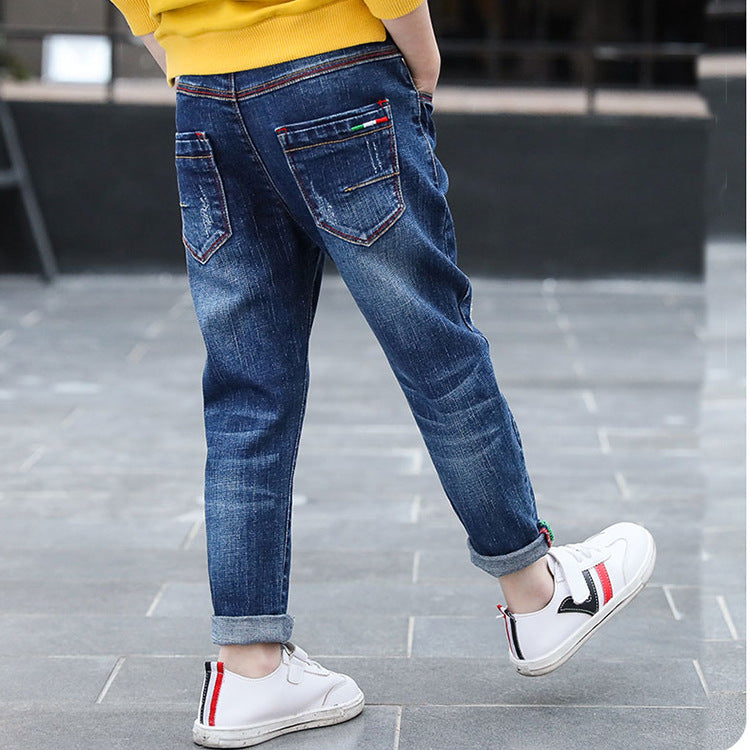 Boys' denim trousers, new style, big children's trousers, spring and autumn children's trousers Image