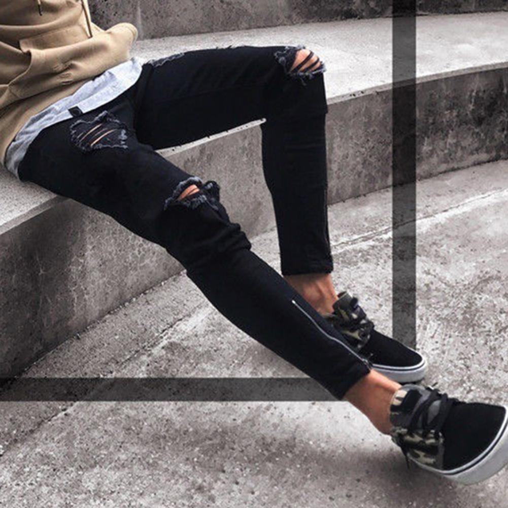 Pants Jeans For Men Trousers Long Basic Broken Clothes Image