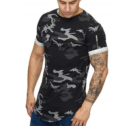 Men's T-shirt Camouflage Gradient Printing Casual Men's Short Sleeve T-shirt