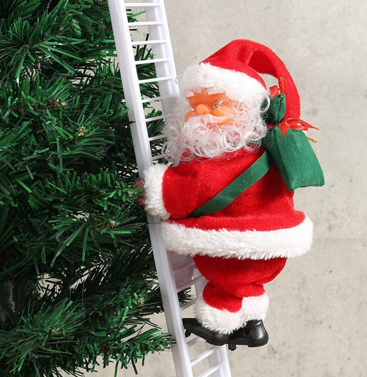 Climbing Ladder Electric Santa Claus Climbing Red Ladder Doll Toy Image