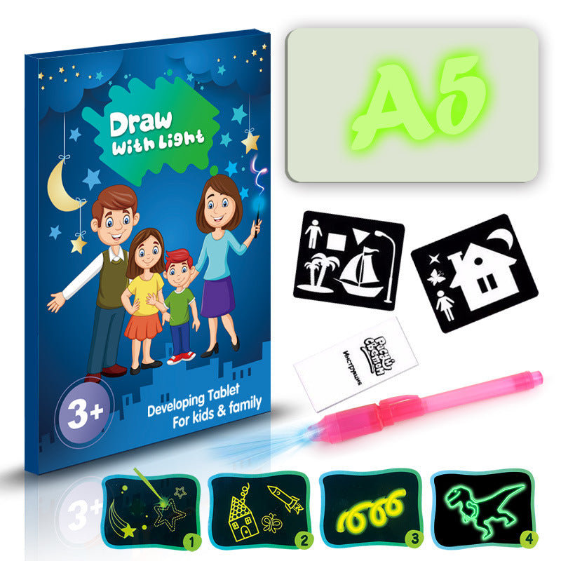 Educational Toy Drawing Pad 3D Magic 8 Light Effects Puzzle Board Sketchpad Image