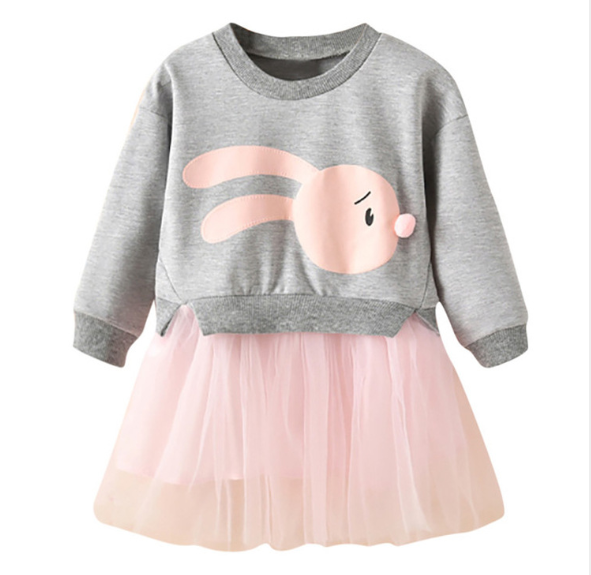 New spring infant skirt 1 long sleeved dress 2 female baby cartoon 3 4 princess dress lace dress tide Image