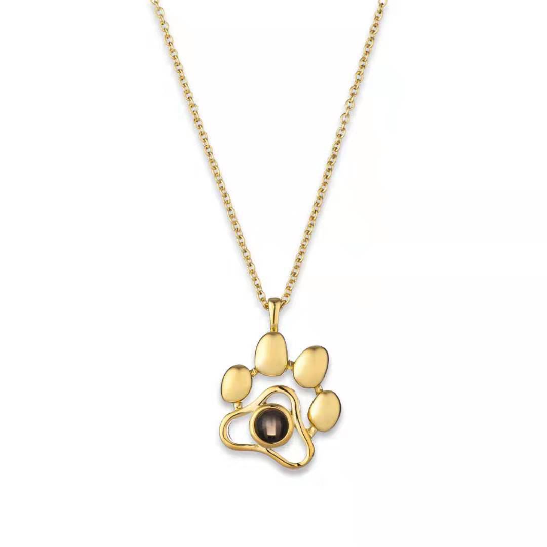 Cute Animal Dog Paw Personalized Custom Projection Necklace Image