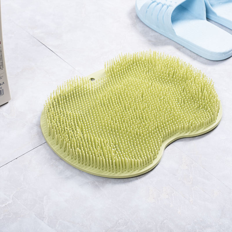 Massage Bath Brush Bathroom Non-slip Bath Mat Back Massage Brush Silicone Suction Cup Foot Rub Pad Body Cleaning Bathing Tool Image