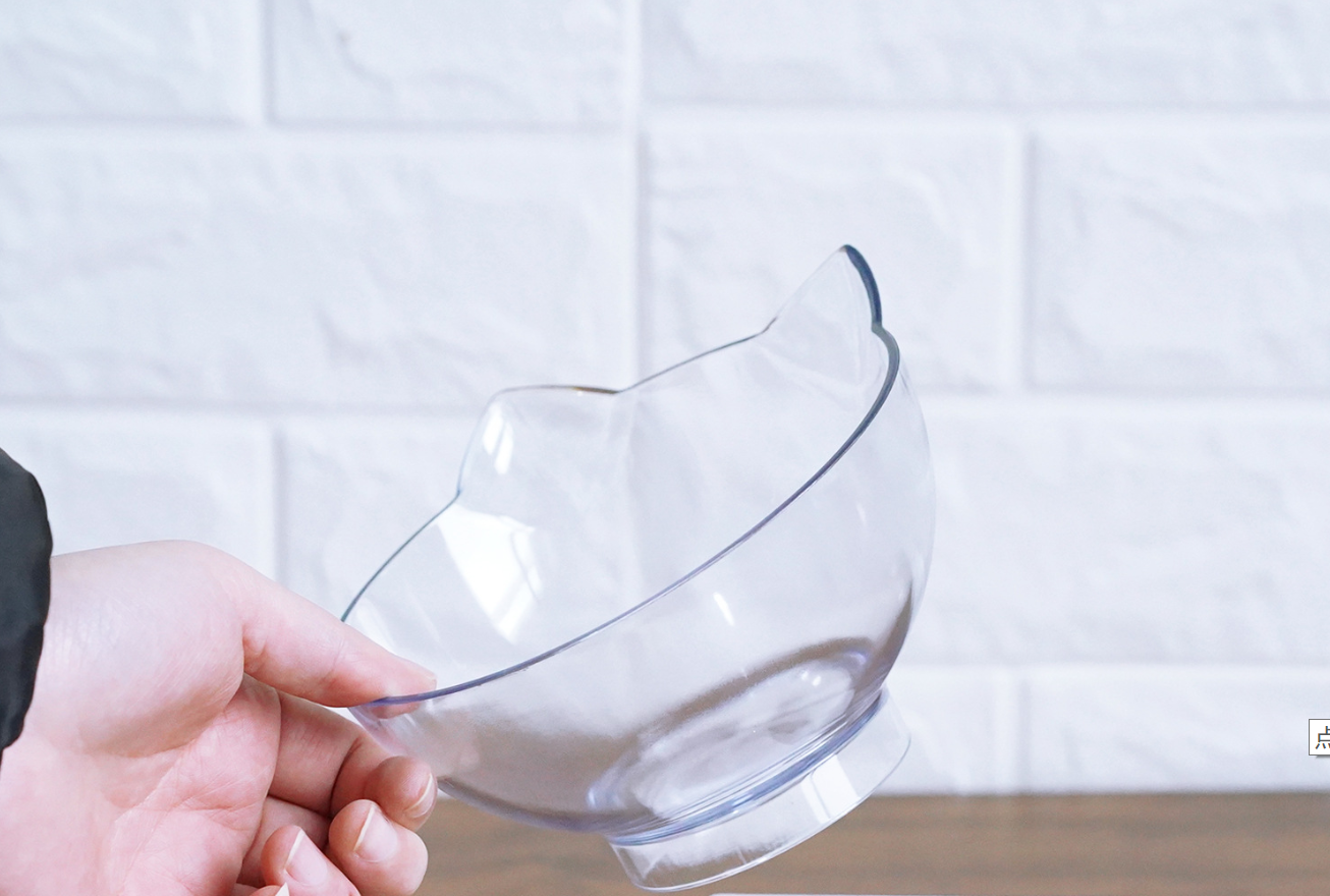 New Inclined Food Cat Ear Oblique Mouth Transparent Single Pet Bowl Image