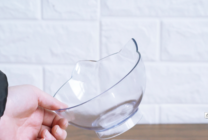 New Inclined Food Cat Ear Oblique Mouth Transparent Single Pet Bowl