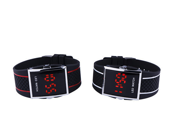 Men Women Casual Unisex White Black LED Digital Sports Wrist Watch Wristwatch Date Clock Image