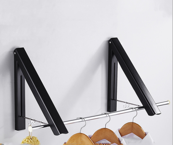 Punch-free Space Aluminum Foldable Invisible Folding Retractable Wall Hanger for Waterproof Hanging Underwear Coat Hanger Image