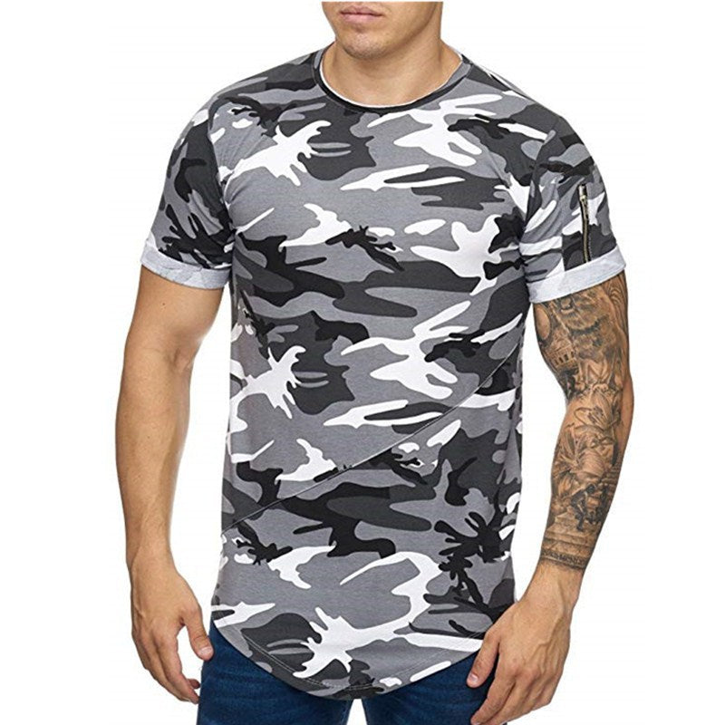 Men's T-shirt Camouflage Gradient Printing Casual Men's Short Sleeve T-shirt Image