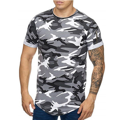 Men's T-shirt Camouflage Gradient Printing Casual Men's Short Sleeve T-shirt