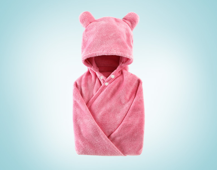 Cotton baby care hooded bath towel Image