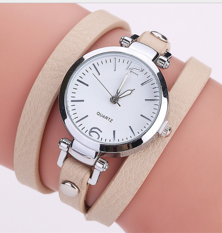 Women's Circle Bracelet Watch PU Strap Simple Alloy Small Dial Women's WatchM Image