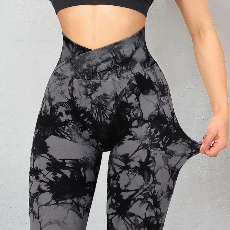 Seamless Tie Dye Leggings Women Yoga Pants Push Up Sport Fitness Running Gym Leggings Image