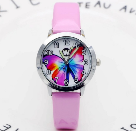 Children's Watches Kids Quartz Watch Student Girls Quartz-watch Cute Colorful Butterfly Dial Waterproof Watch Image