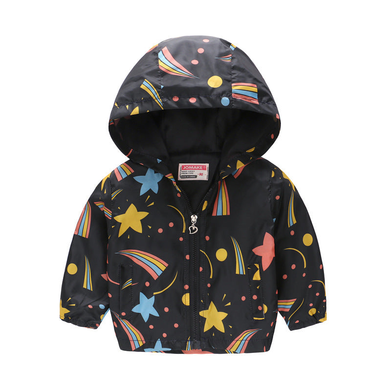 Hooded jacket with print pattern Image