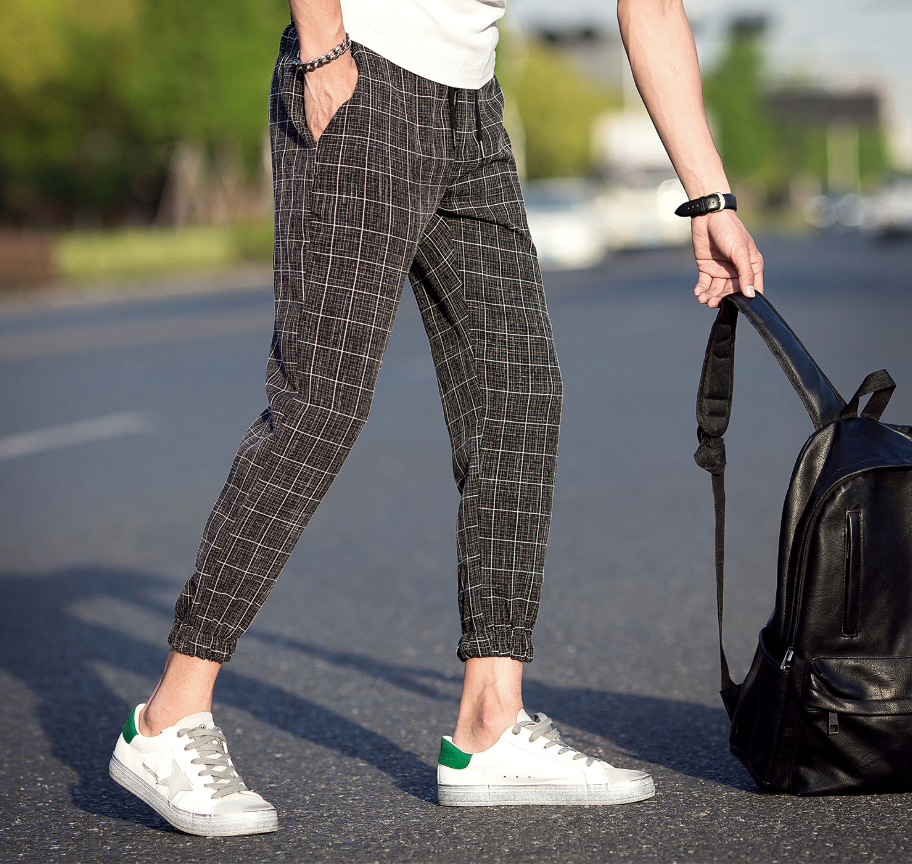 Casual Ankle-Length Plaid Pants Men Trousers Hip Hop Jogger Pants Men Sweatpants Streetwear Men Pants Trousers Image