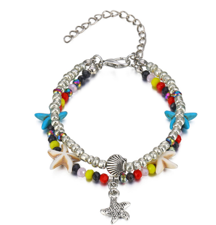 Europe and America Conch Mizhu Yoga Anklet Turtle Bracelet Beach Pendant Starfish Pearl Retro Turtle Anklet Image