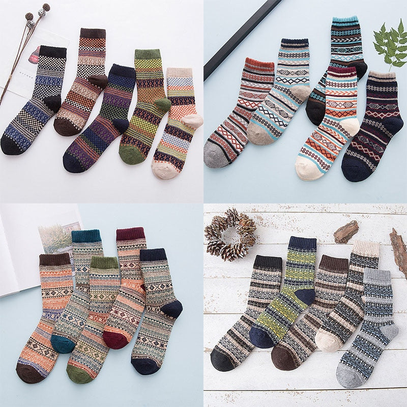 Winter Thick Warm Stripe Wool Socks Casual Sock Business Socks Image