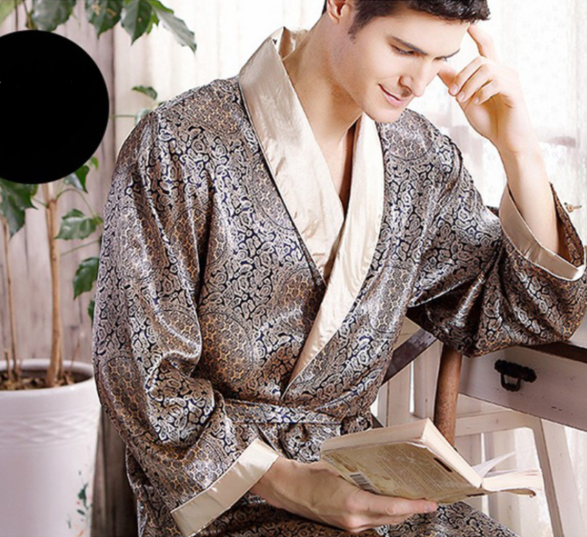 Men's silk nightgown summer Image