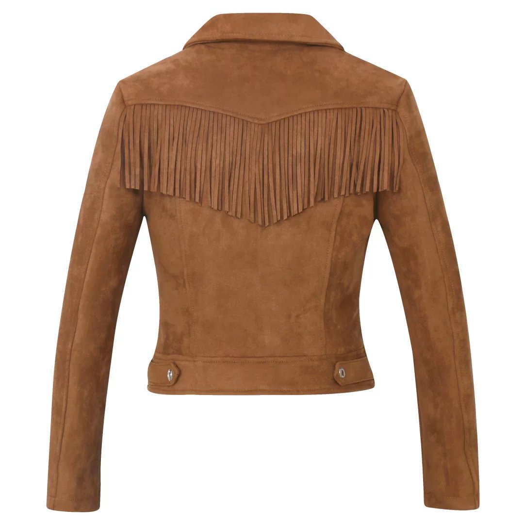 Factory direct selling women''s jacket autumn and winter European and American women''s Lapel tassel suede coat leather jacket women''s short Image