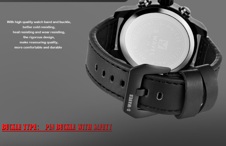 Trendy casual double men's watch Waterproof high quality belt electronic quartz watch Image