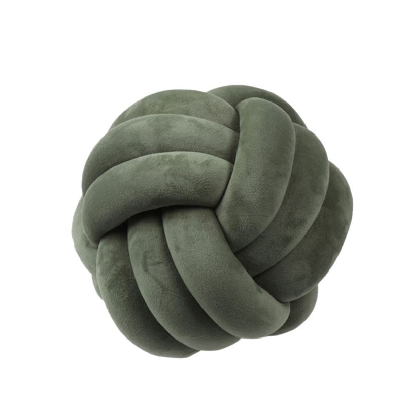 Knotted Plush Ball Design Round Throw Pillow Image