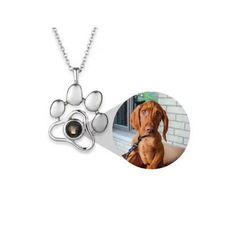 Cute Animal Dog Paw Personalized Custom Projection Necklace Image