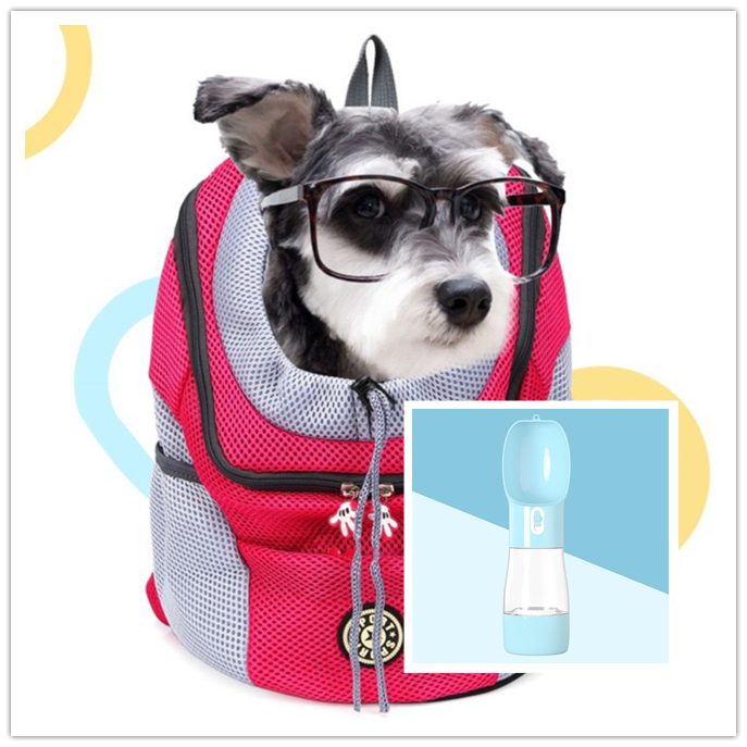 Pet Dog Carrier Carrier For Dogs Backpack Out Double Shoulder Portable Travel Outdoor Carrier Bag Mesh Image