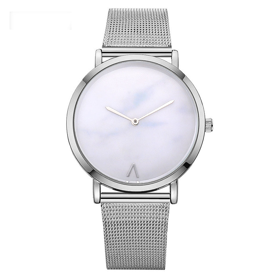 Vansvar fashion brand silver and gold mesh band creative marble wristwatch casual women quartz watches gift relogio feminino Image