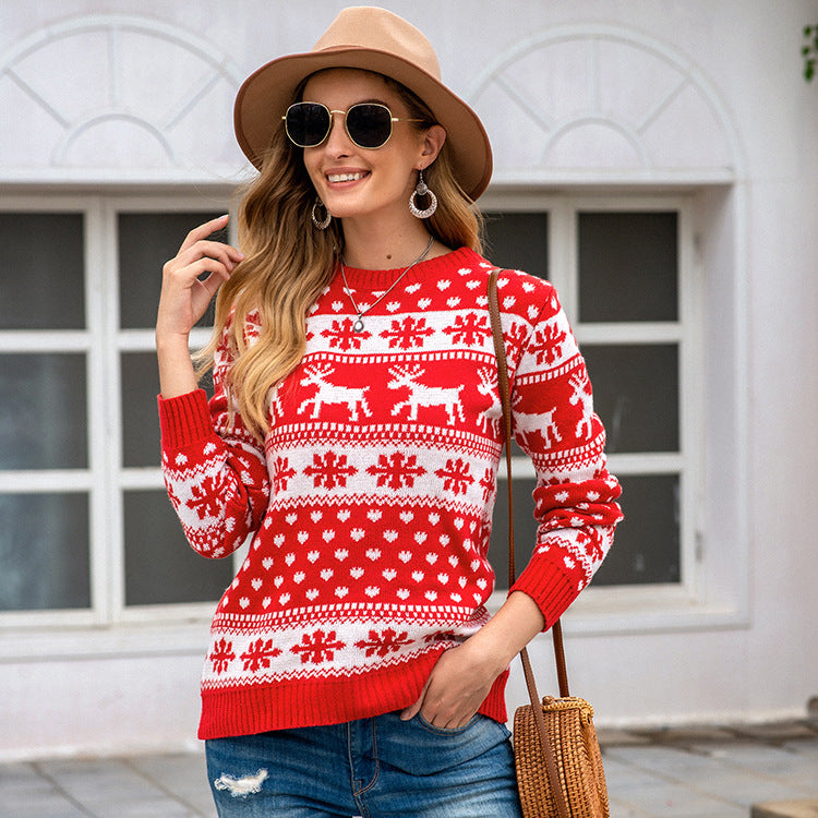 Christmas sweater snowflake pullover women Image