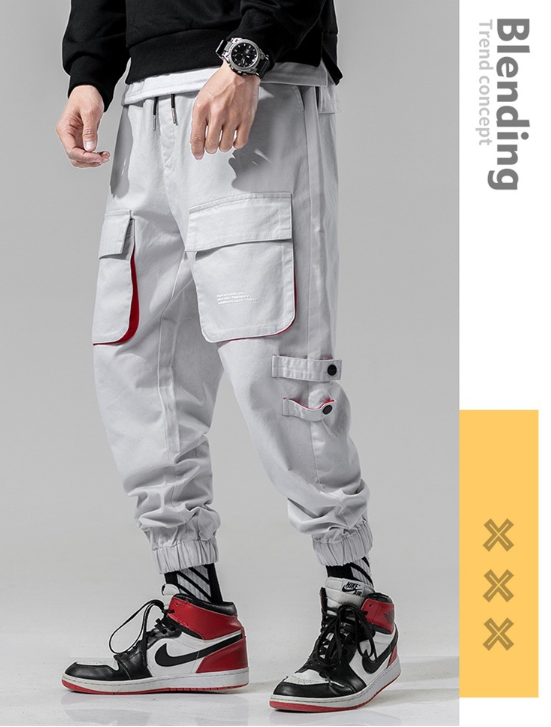 Elastic Waist Punk Pants Cargo Jogger Pants Image