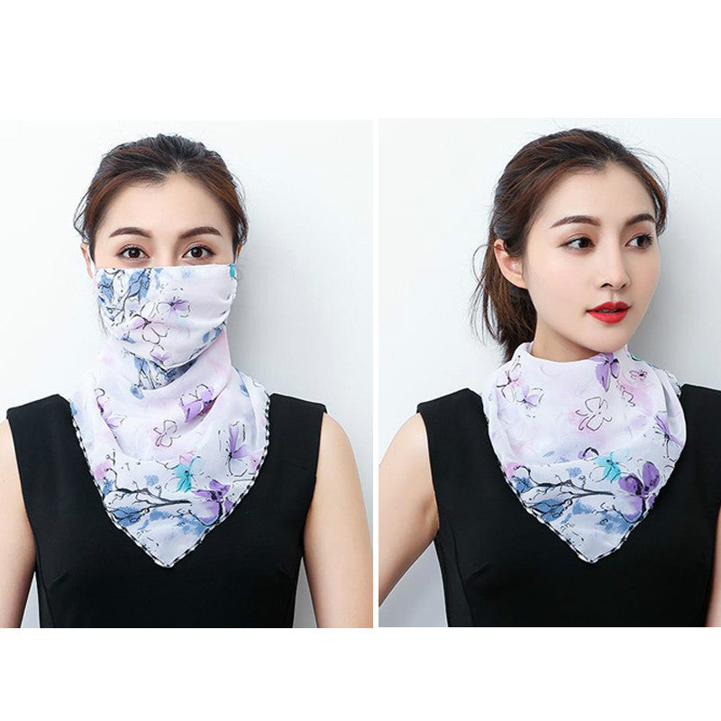 Hanging Ear Thin Face-covering Scarf Triangle Veil Scarf Image