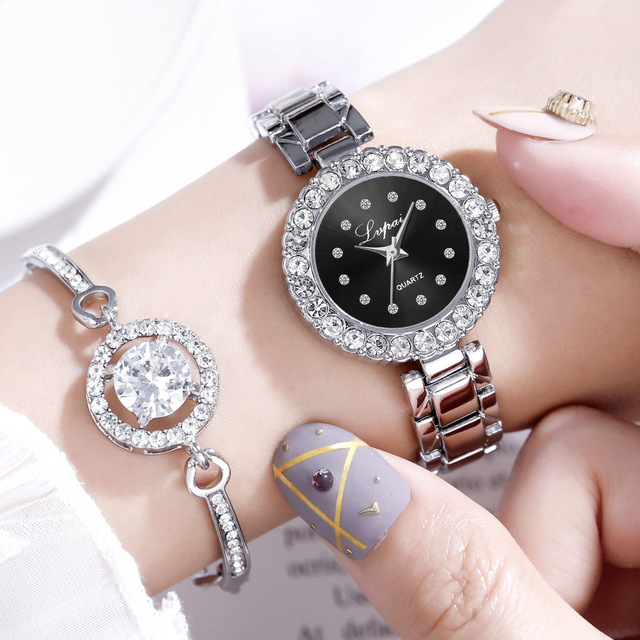 Watches-Set Bangle Clock Bracelet Wrist-Watch Quartz Women Fashion Ladies Brand Luxury Image