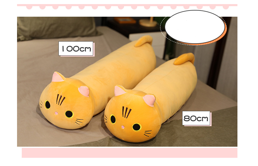 Large Size Cartoon Cat Plush Toys Stuffed Cloth Doll Long Animal Pillow Cushion Image