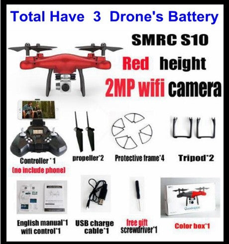 Sales Promotion WiFi 2MP Camera With S10 SMRC FPV Quadcopter Drone Helicopter UAV Micro Remote Control Toy RACER KIT Aircraft Image