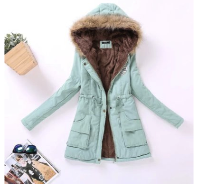 Thick Winter Jacket Women Large Size Long Section Hooded parka outerwear new fashion fur collar Slim padded cotton warm coat Image