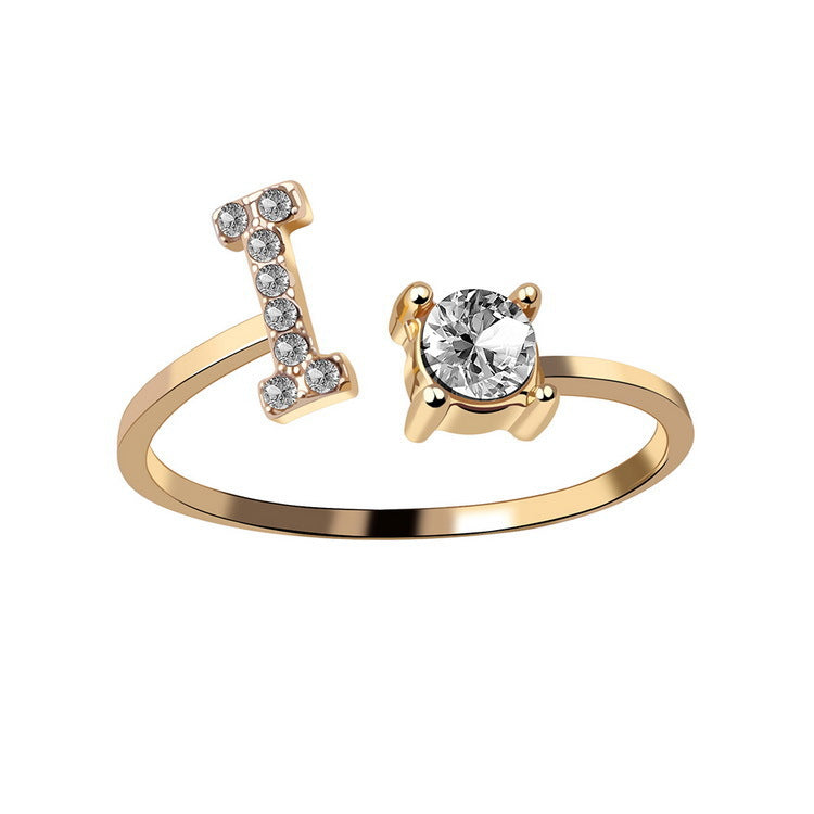 New Design Adjustable 26 Initial Letter Ring Fashion Jewelry For Women Simple Elegant Jewelry Image