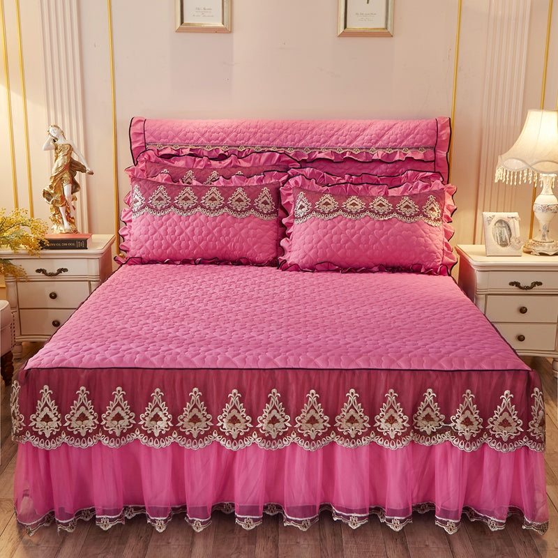 Quilted Lace Bed Skirt Thickened Plus Cotton Bedspread Single Piece Simmons Bed Cover Bed Circumference 1.8m Bed Image