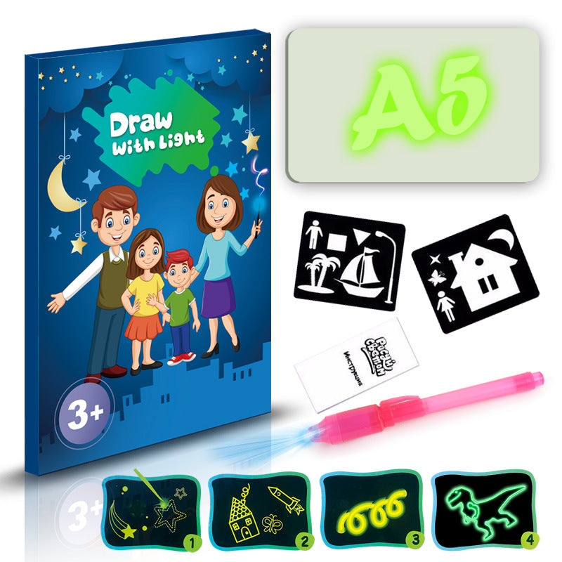 Educational Toy Drawing Pad 3D Magic 8 Light Effects Puzzle Board Sketchpad Image