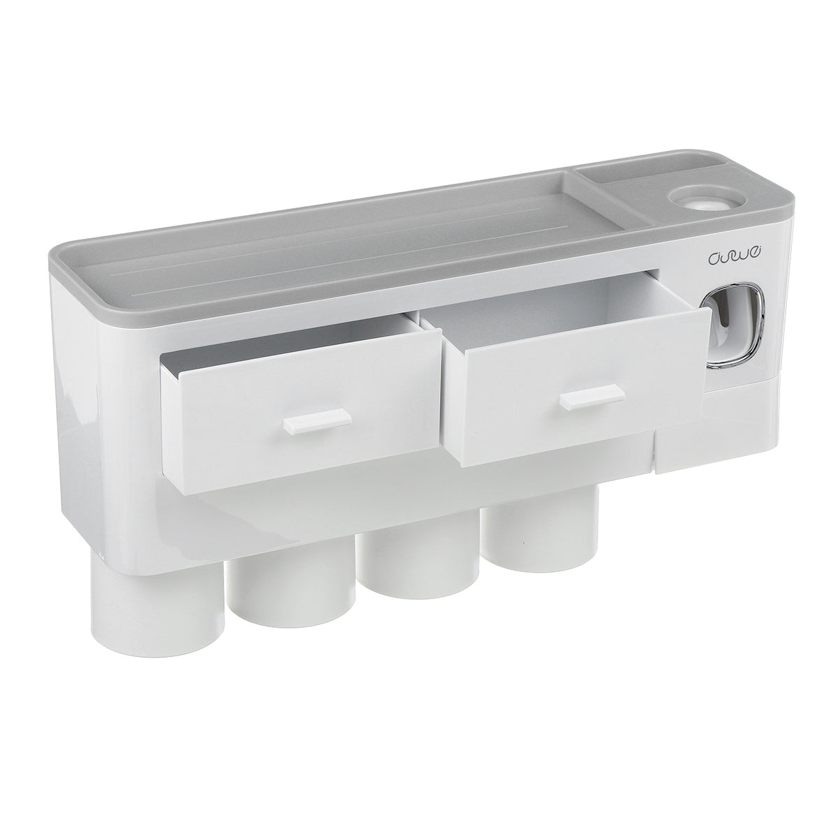 Non-marking Hanging Magnetic Toothbrush Holder Single Drawer Storage Rack With Toothpaste Squeezer Toiletry Set Image