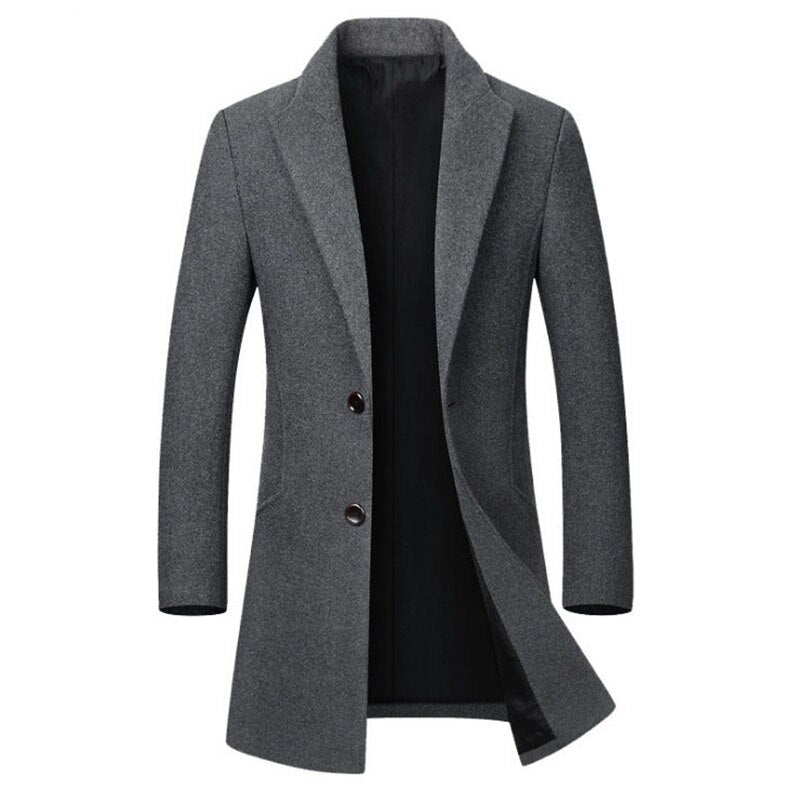 Men's long coat woolen coat trench coat