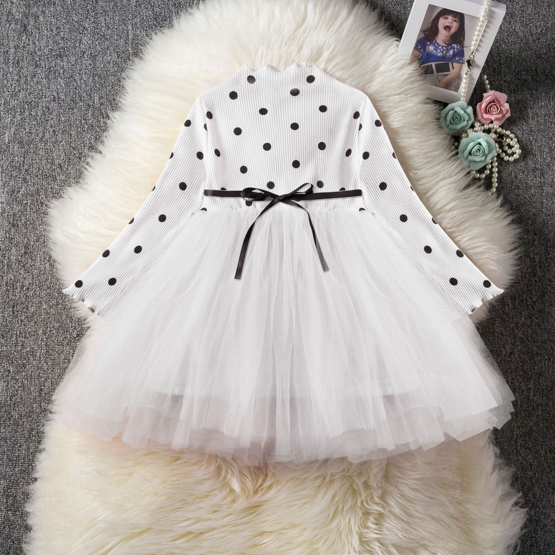 Baby Girls Spring Winter Long Sleeve Tutu Lace Dresses Infantil Newborn 1st Birthday Party Clothes Christening Gown Casual Wear Image